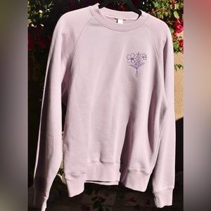 Embroidered Violet Floral Sweatshirt Boxy February Birth Month theme S
